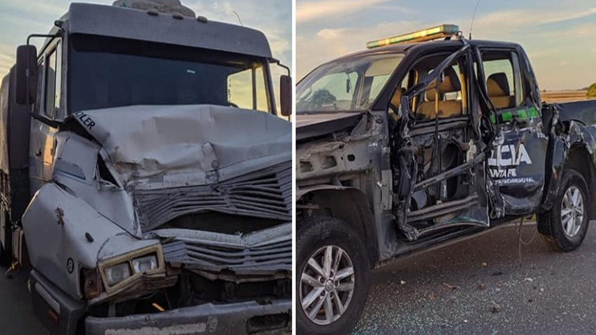 Triple choque entre dos camiones y un patrullero en la ruta 66 – Con La ...